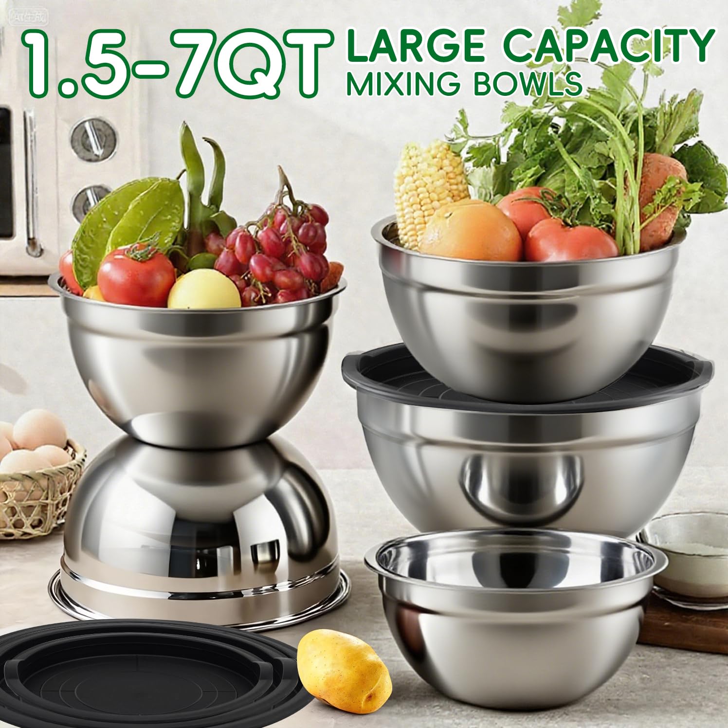 WEPSEN 3qt bowl with lid ideal for small batches and measuring