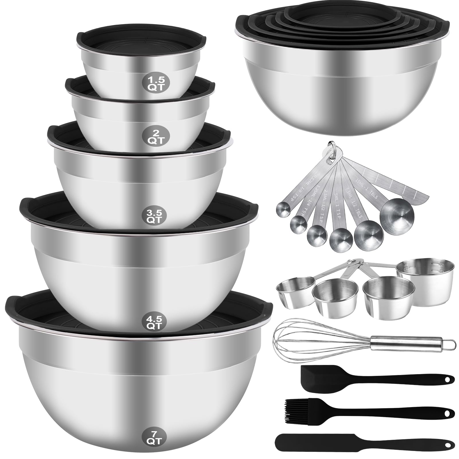 WEPSEN 7qt mixing bowls with lid for meal prep and airtight storage