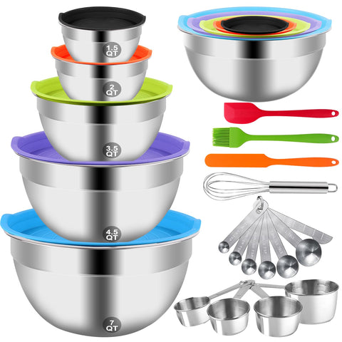 WEPSEN mixing bowls with lids; durable, space-saving prep and storage solution.