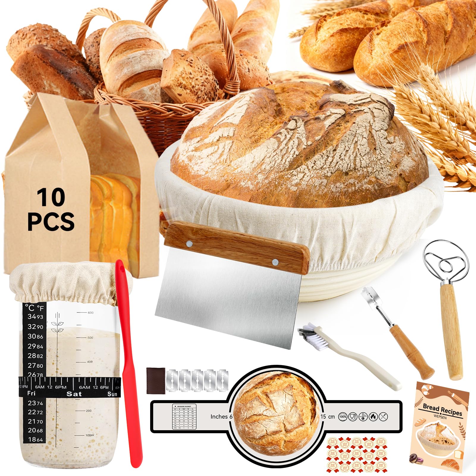 WEPSEN sourdough jar 800ml to nurture active starter and larger loaves.