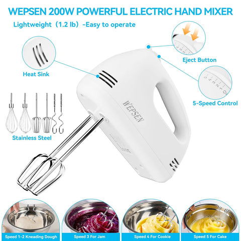 WEPSEN stainless steel beaters and whisks for quick mixing