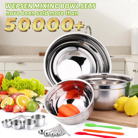 WEPSEN stainless steel nesting bowls ideal for compact storage and quick prep.