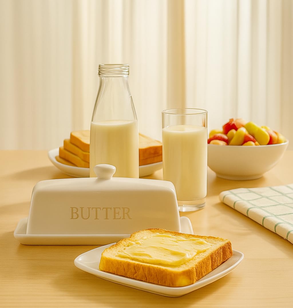 WERTIOO butter dish ceramic closeup highlights smooth, easy-clean surface.