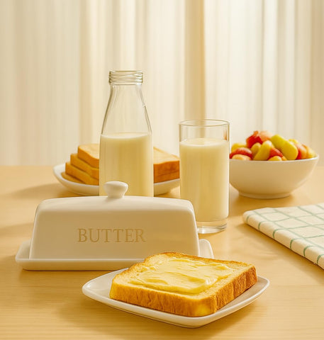 WERTIOO butter dish ceramic closeup highlights smooth, easy-clean surface.