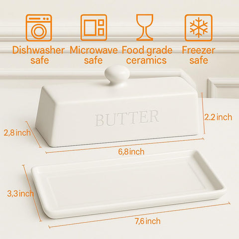 WERTIOO butter dish countertop display showcases modern ceramic elegance.