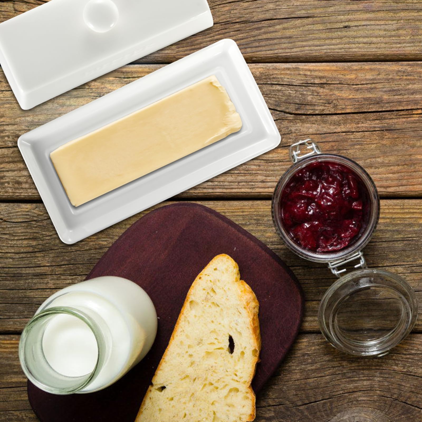WERTIOO butter dish easy-clean ceramic for quick prep.