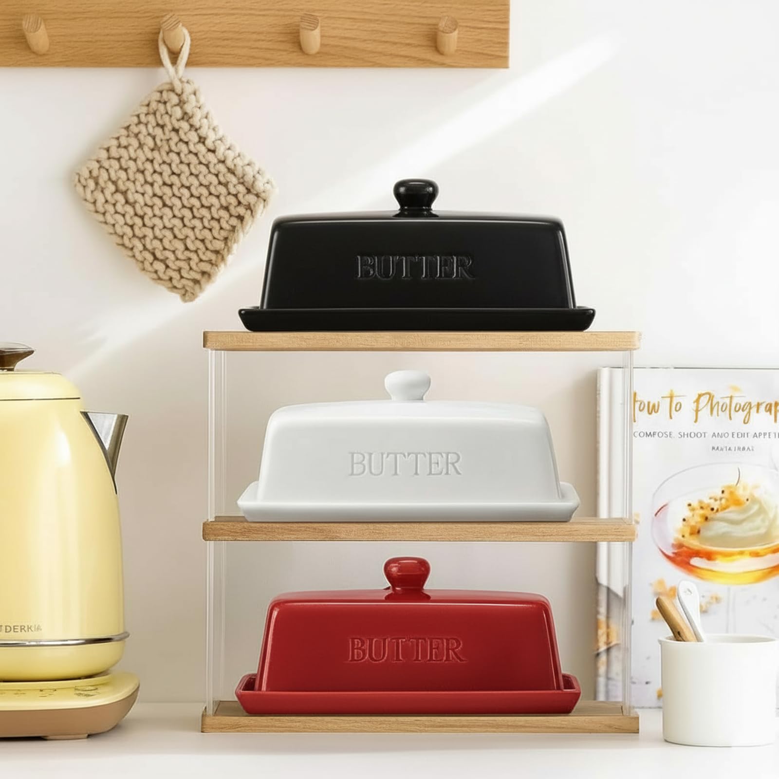 WERTIOO butter dish stored in the fridge to keep butter fresh.