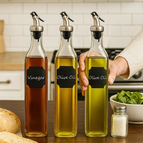 WERTIOO olive oil dispenser 4-pack keeps your kitchen organized