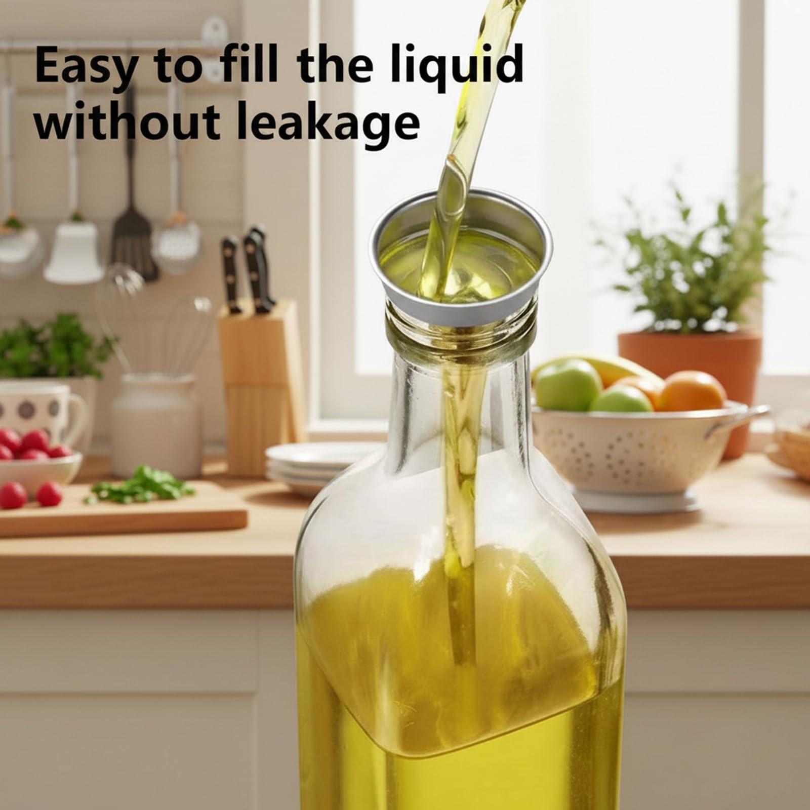 WERTIOO stainless steel funnel makes refilling easy and clean