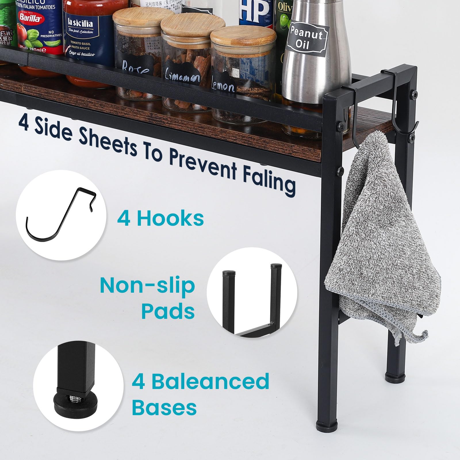 weslinkeji stove top shelf with four hooks keeps utensils within arm's reach