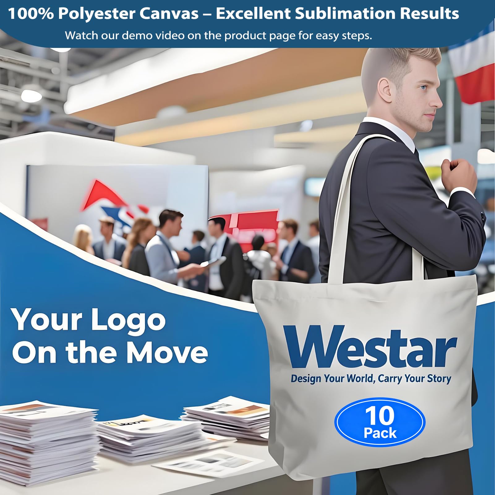 WeStar 12oz polyester tote is durable and reusable for daily use.
