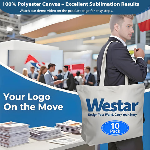 WeStar 12oz polyester tote is durable and reusable for daily use.
