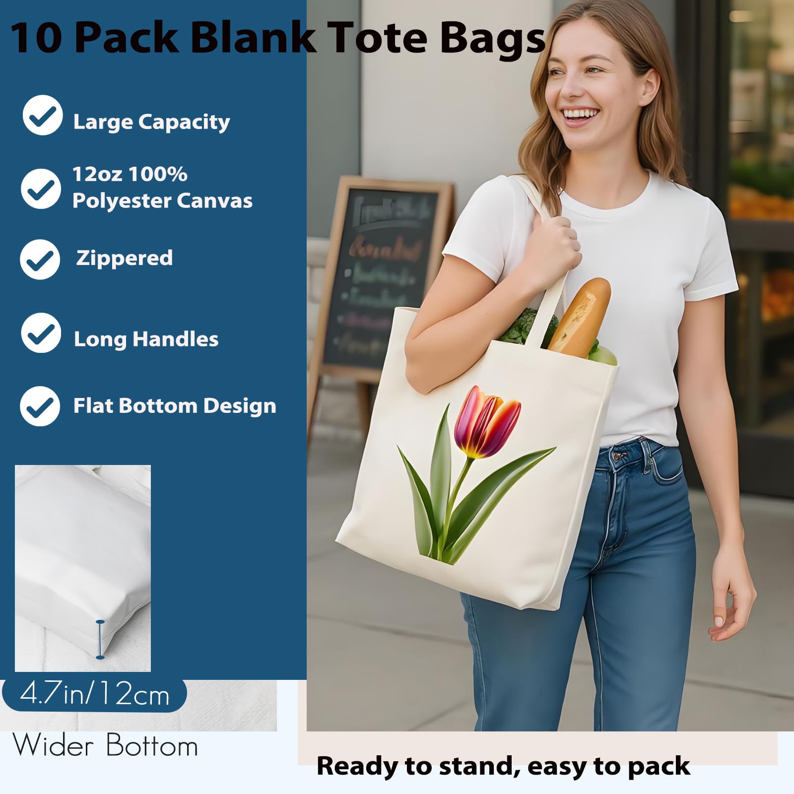 WeStar tote with zipper closure and long handles for secure, comfortable carrying.