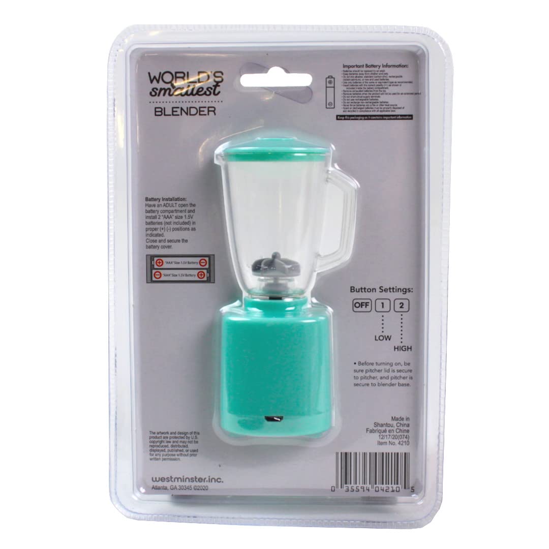 Westminster World's Smallest Blender demonstrates two-speed settings for versatile textures.