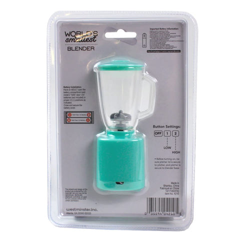 Westminster World's Smallest Blender demonstrates two-speed settings for versatile textures.