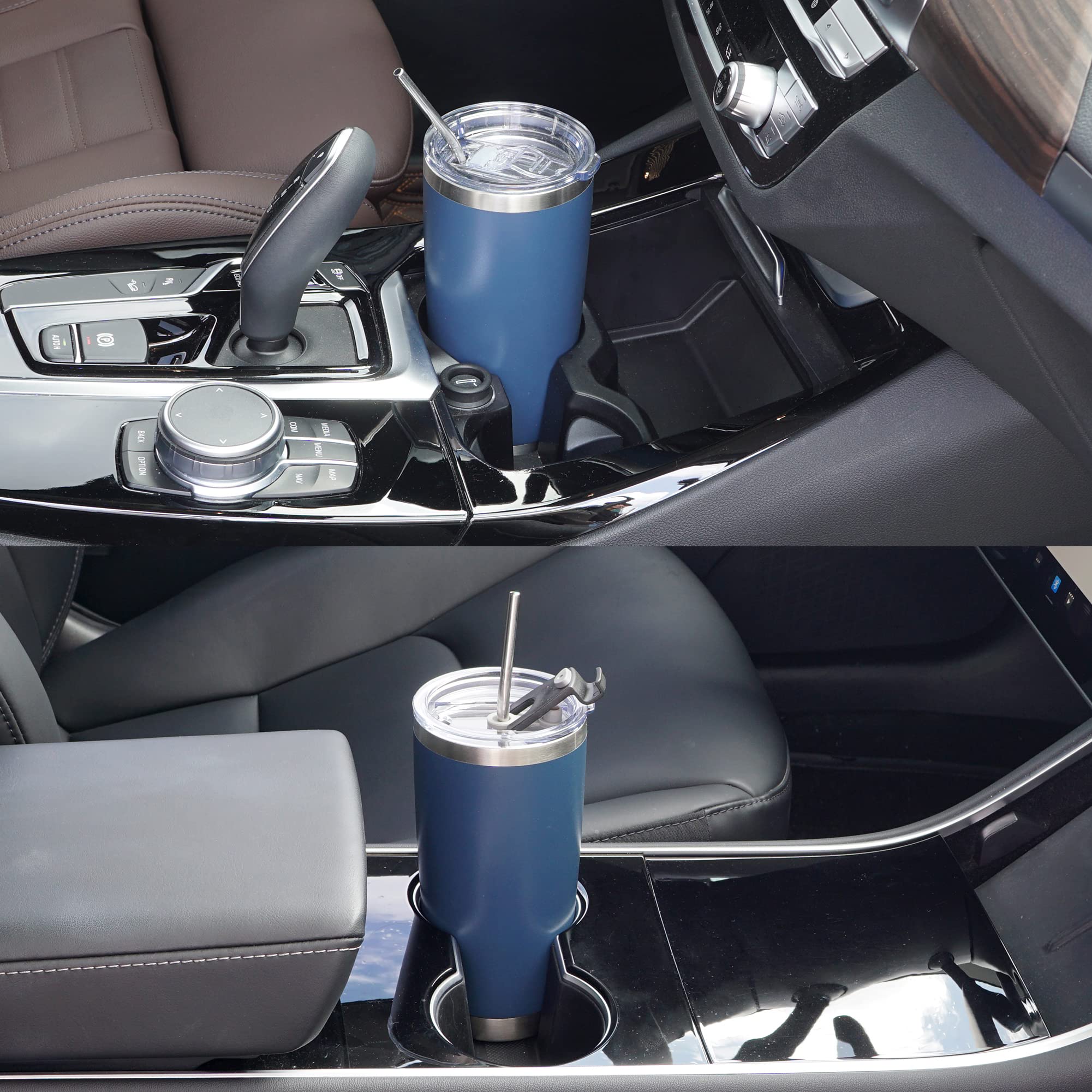 Wetoweto navy tumbler fits most car cup holders for easy commutes