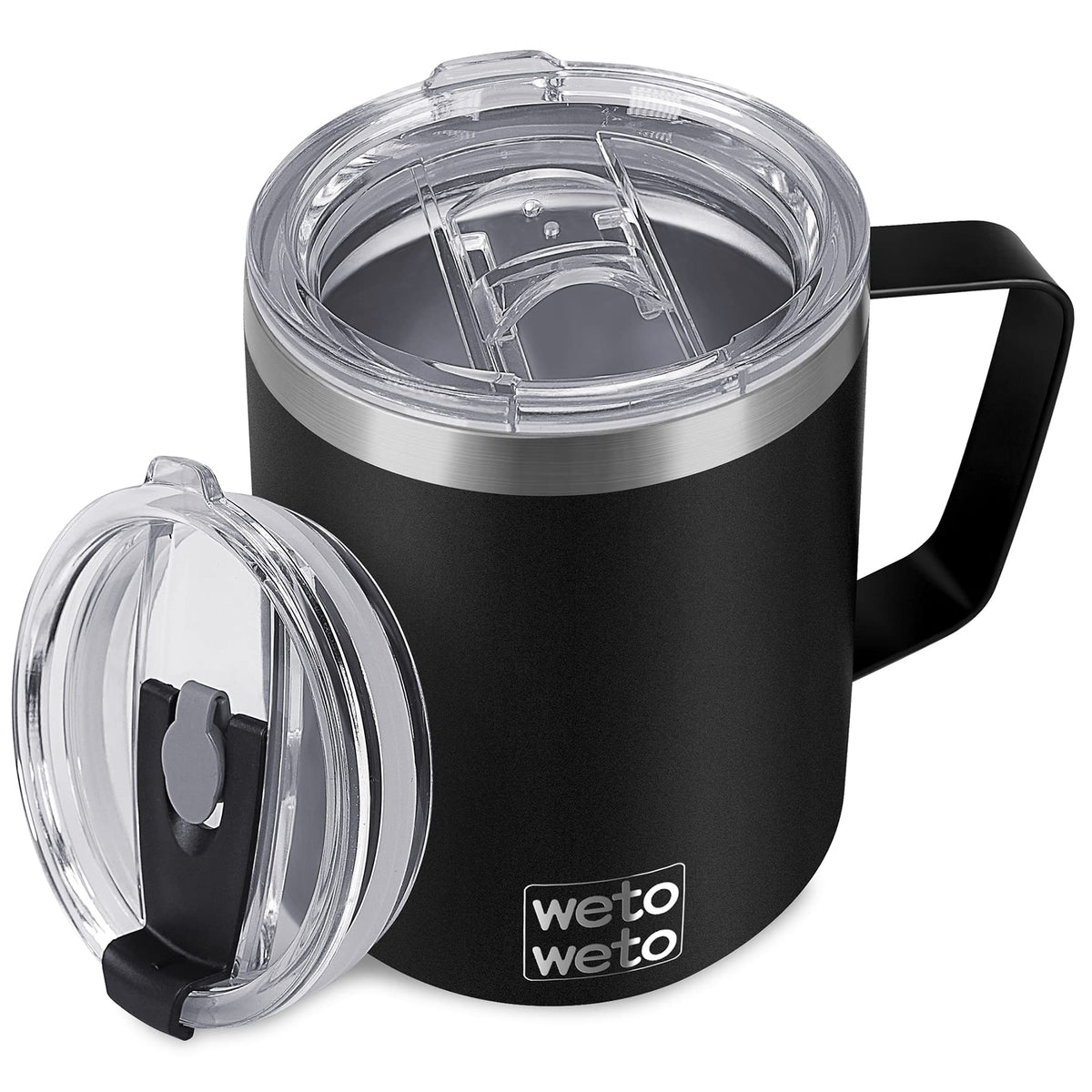WETOWETO coffee mug with handle and 14oz capacity for easy gripping.