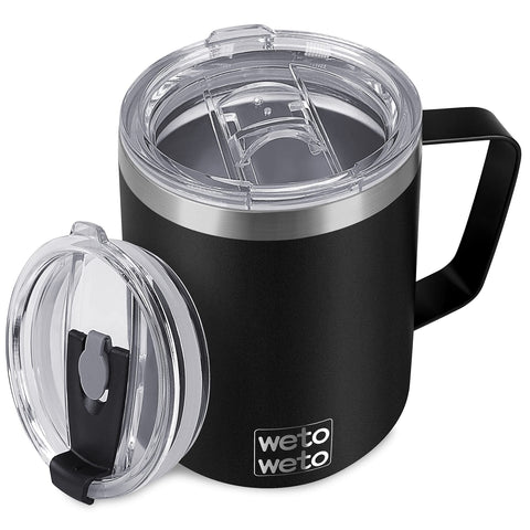 WETOWETO coffee mug with handle and 14oz capacity for easy gripping.