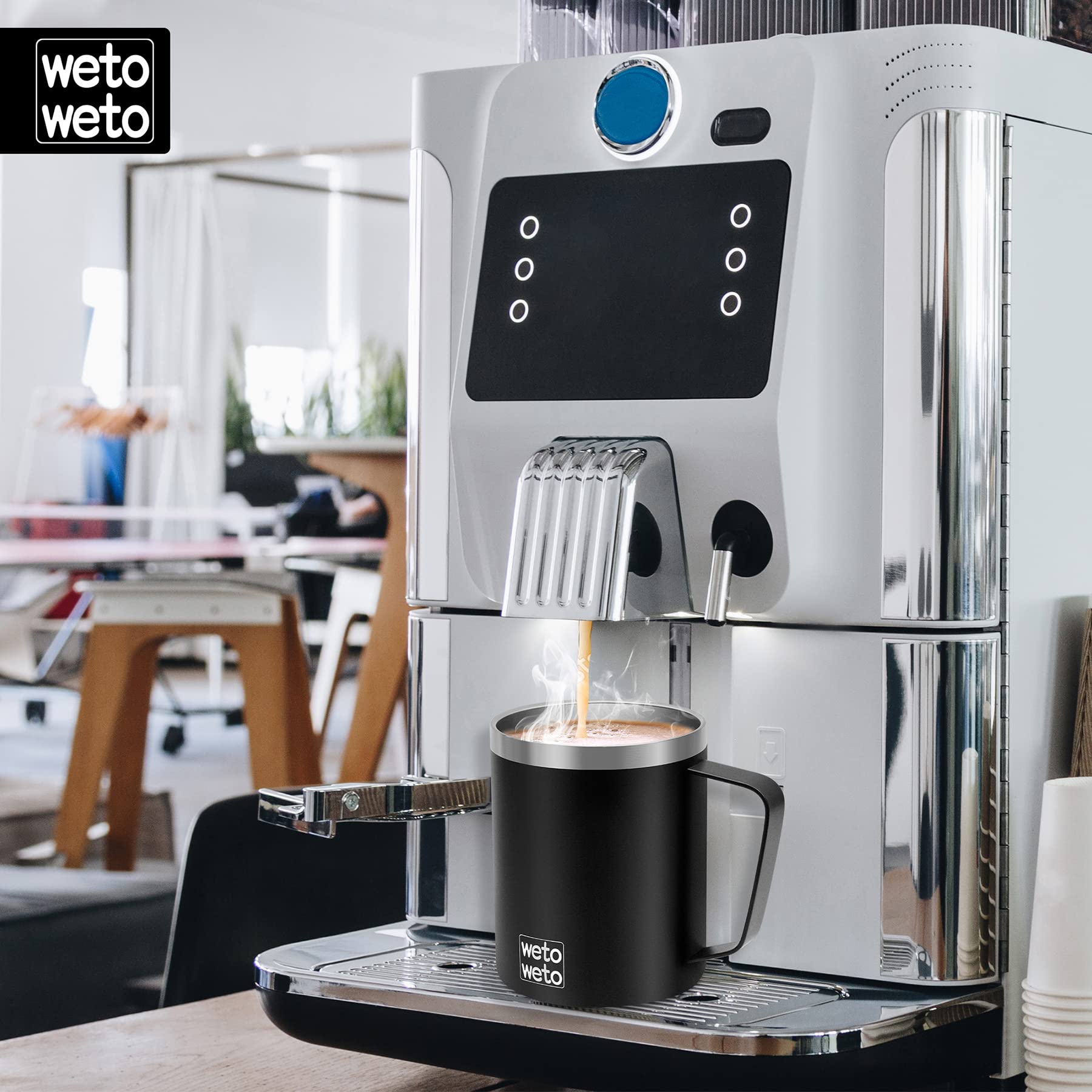 Dishwasher-safe WETOWETO mug with non-sweat design keeps hands dry.