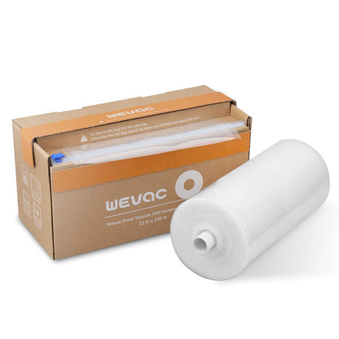 Wevac 11x150 roll keeper with cutter for precise cuts and extended storage.