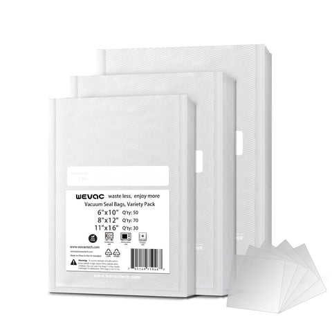 Wevac 6x10 pint vacuum bags show clear seal for meal prep