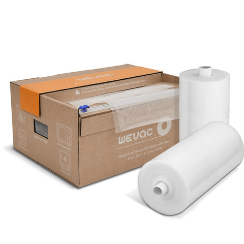 Wevac 8x100 roll-keeper with cutter box preserves freshness and tidies storage.