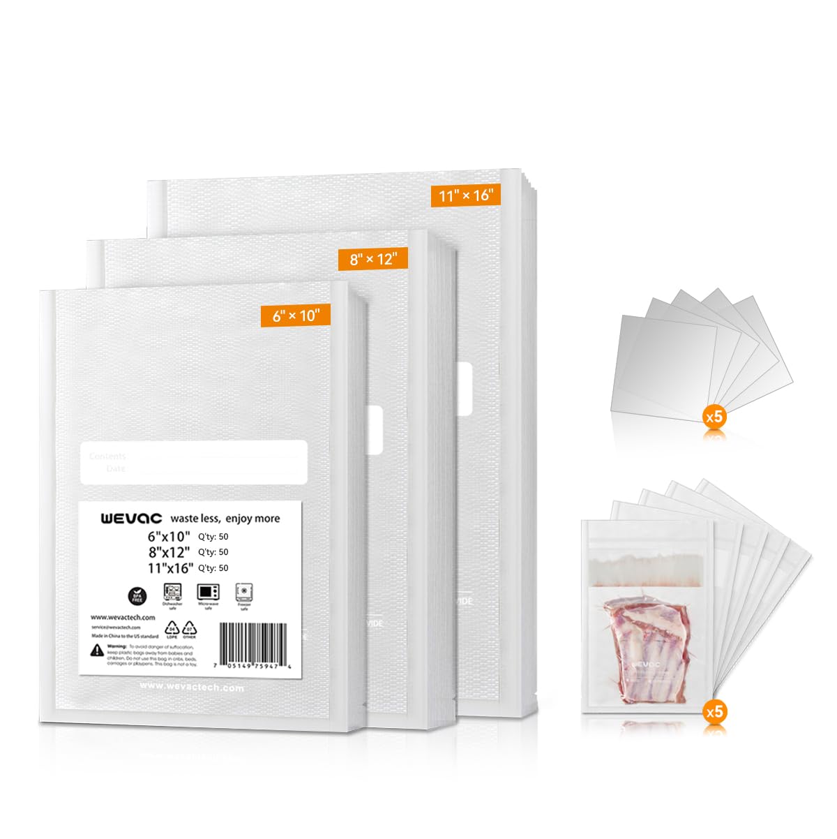 Wevac 11x16 bag with air-tight seal preserves freshness and flavor.