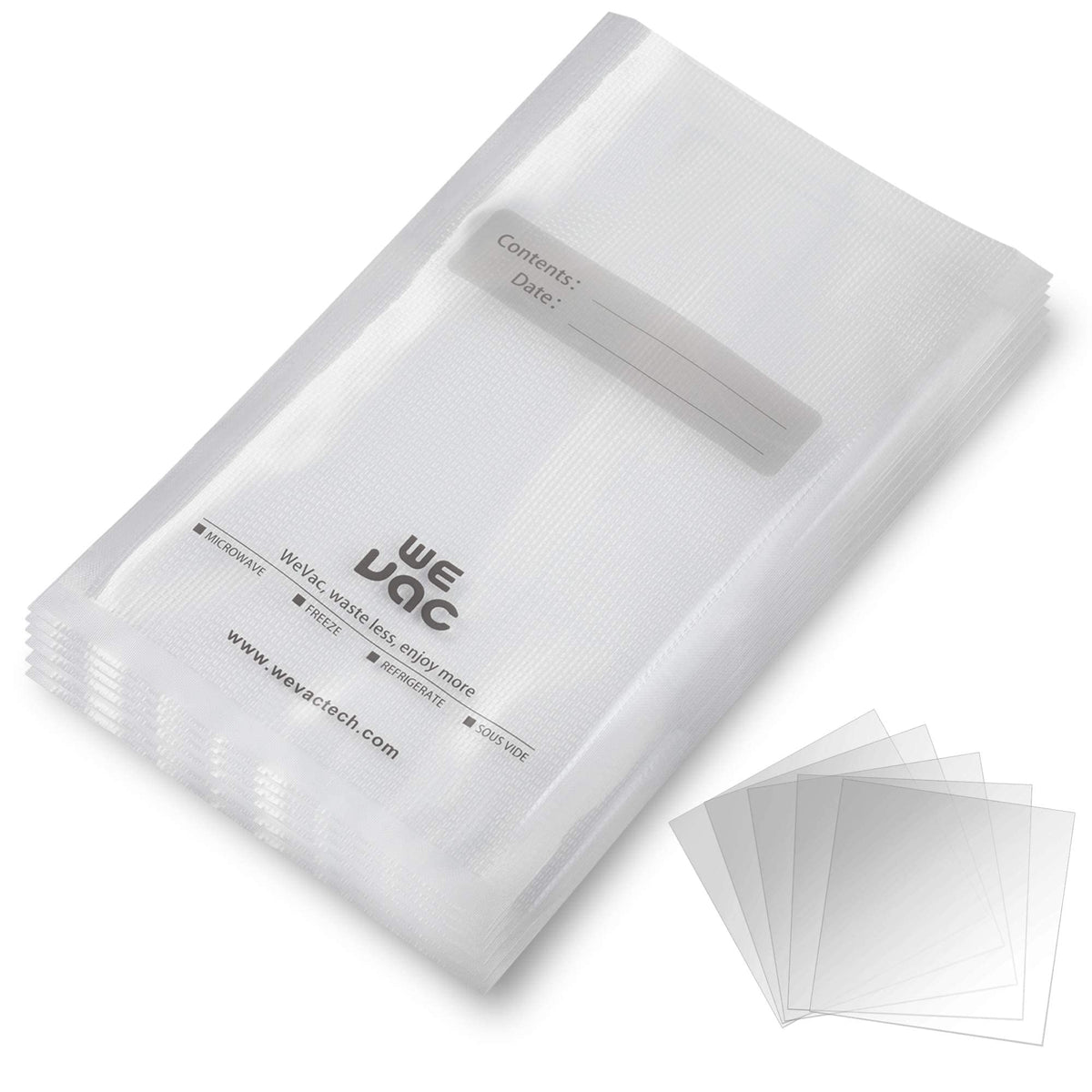 Wevac 11x16 gallon bags with embossed channels for tight seals and freshness