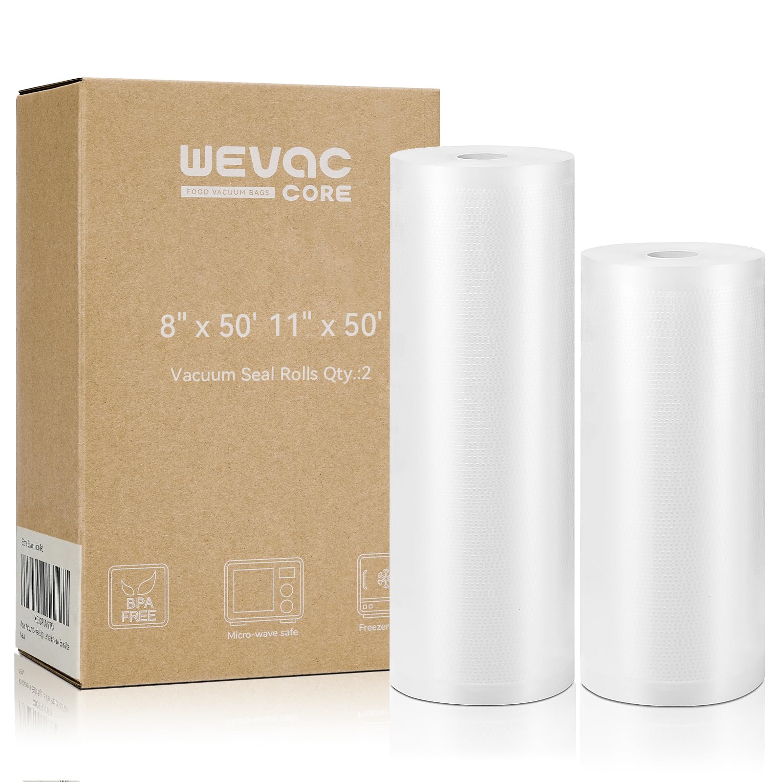Wevac 8x50 bags with embossed channels for strong, airtight seals