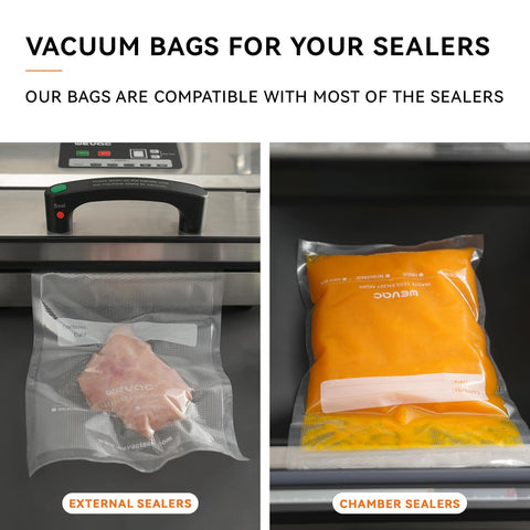 Liquid block bags prevent leaks when sealing soups or sauces.