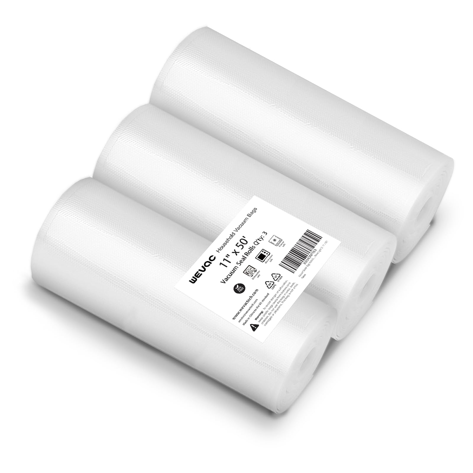 Wevac Lite 11x50 vacuum sealer rolls packaging ready for storage