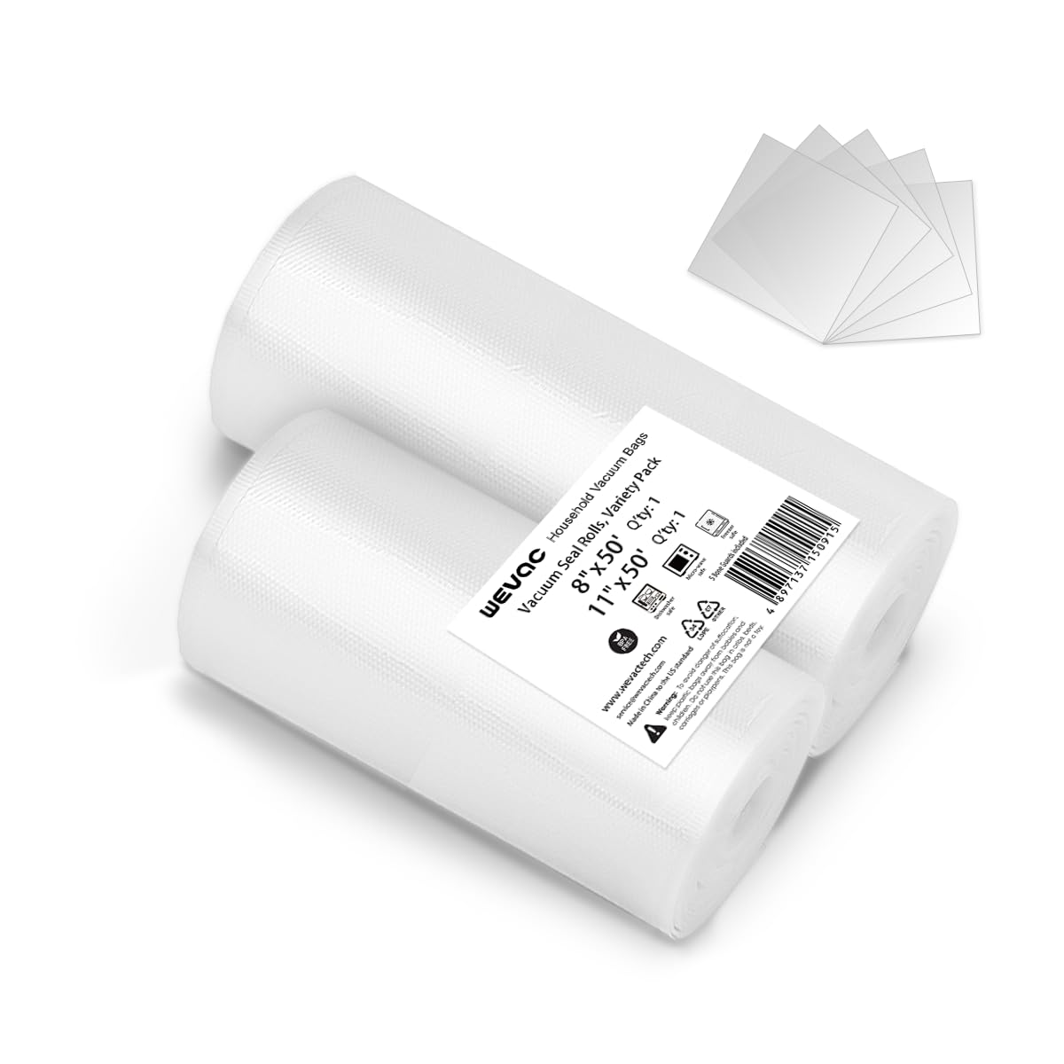 Wevac Lite 8x50 rolls compatible with many sealers for flexible, reliable storage.