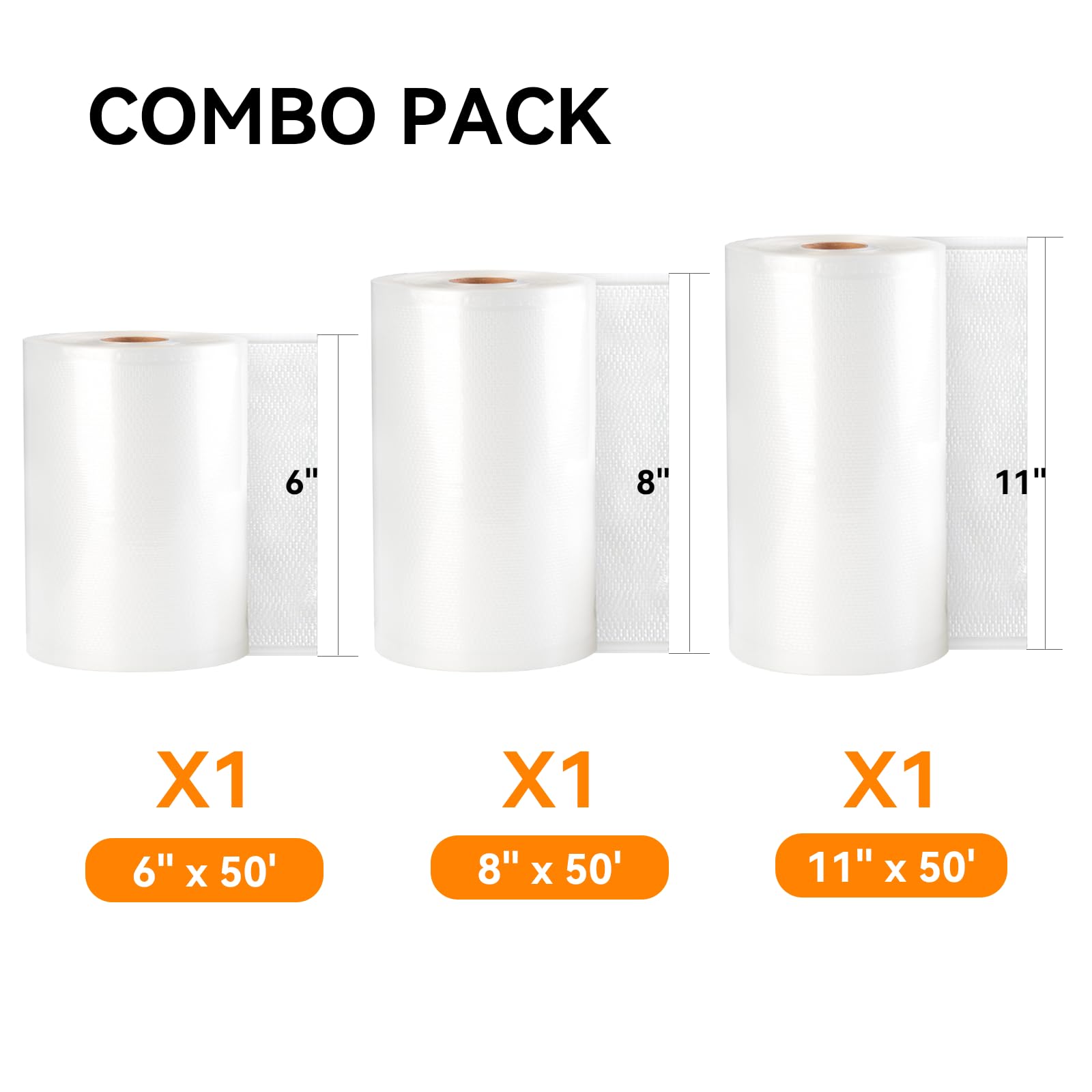 Wevac Lite 8x50 vacuum roll for portioned meals and storage.