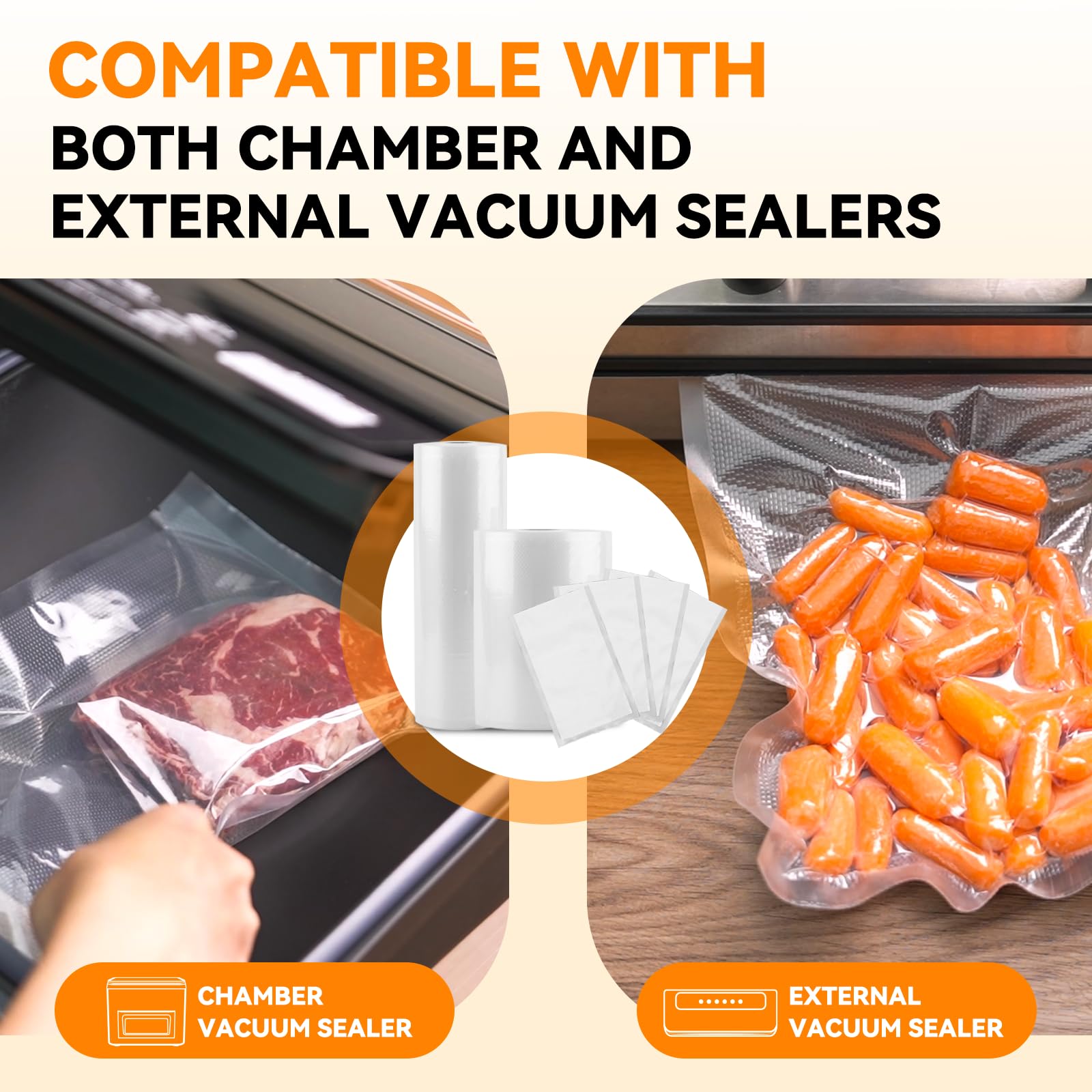 Wevac Lite rolls with sealer compatibility for flexible kitchen use.
