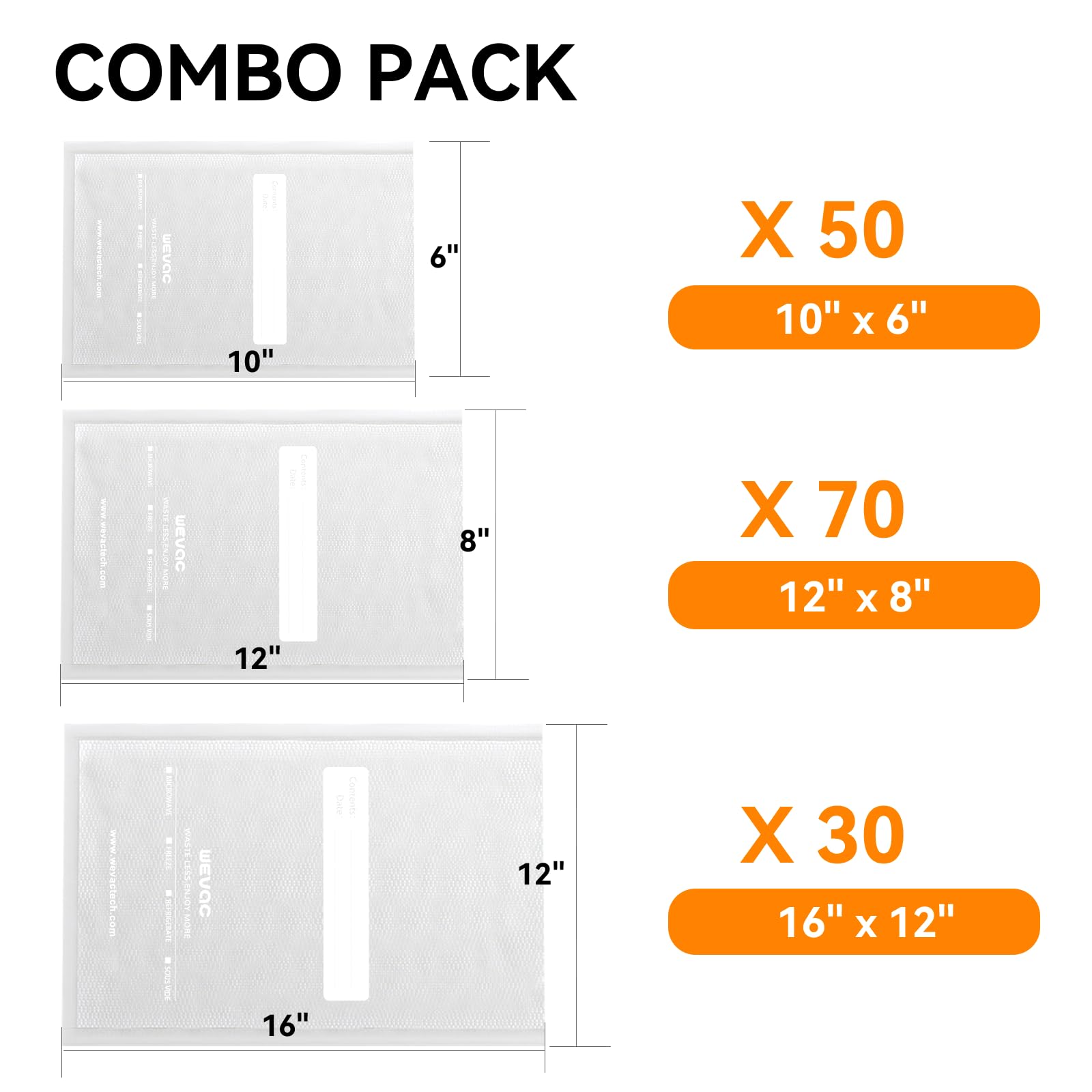 Wevac multi-use bags suitable for tea, herbs, documents, and electronics