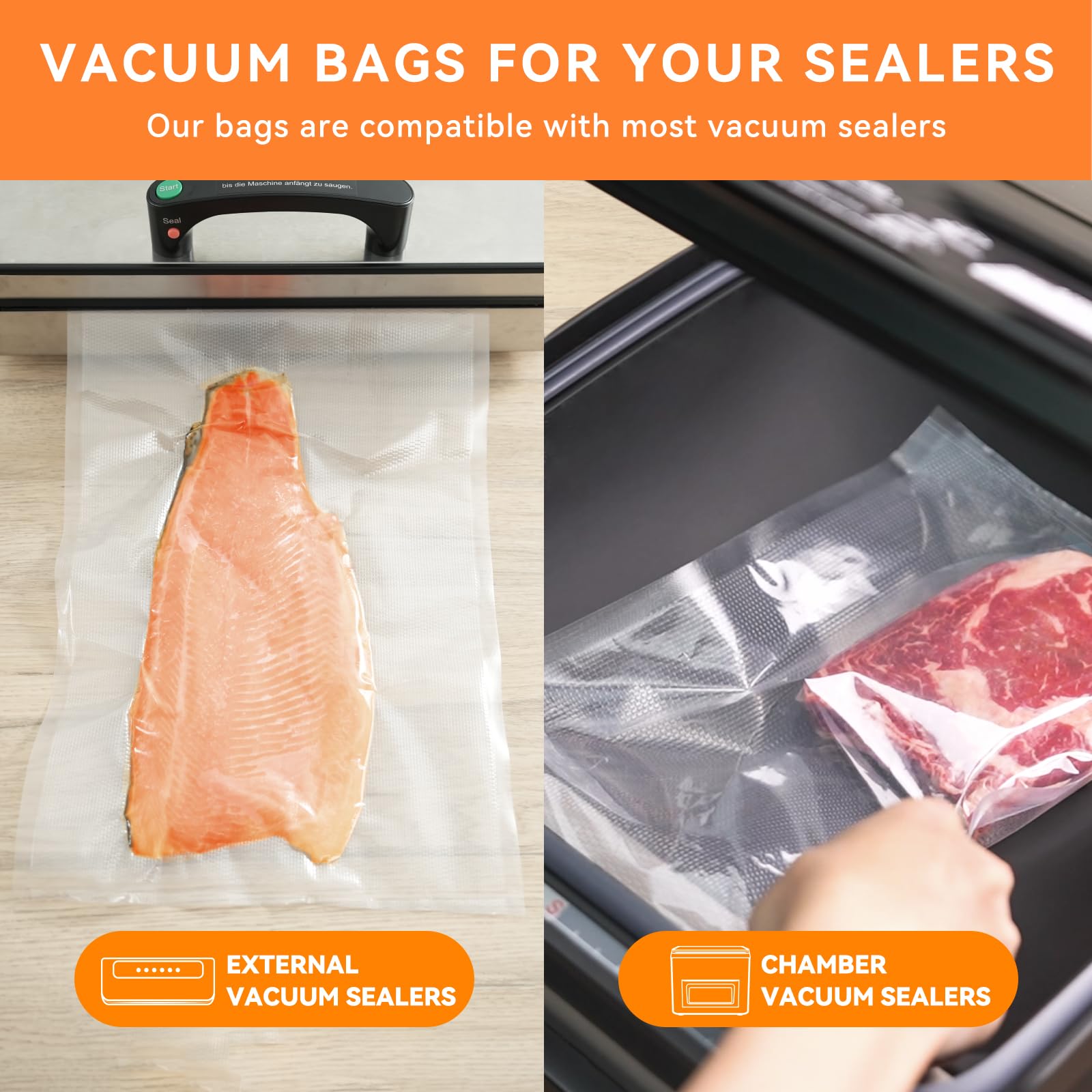 Wevac packaging supporting organized fridge and freezer storage.
