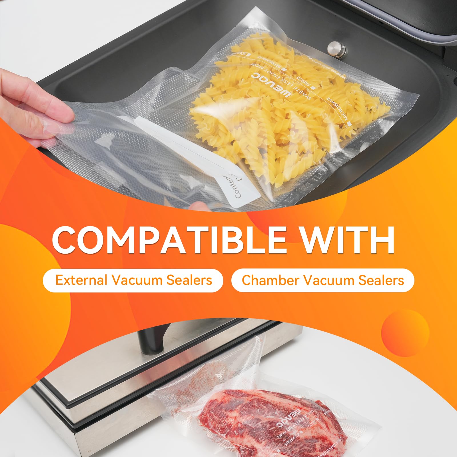 Wevac roll works with all vacuum sealers for versatile kitchen use.