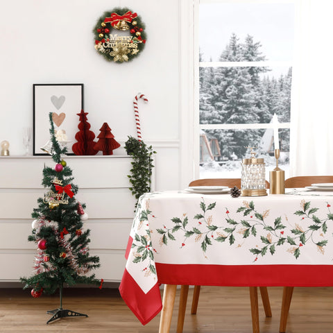 Wewoch Christmas tablecloth with leaf pattern for festive indoor dining