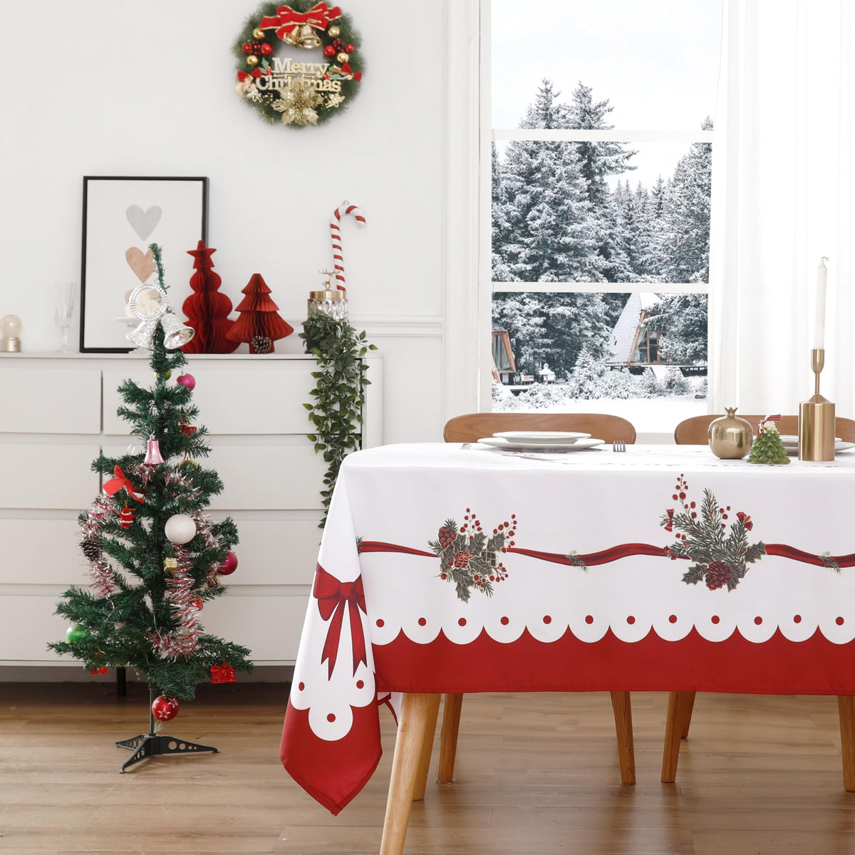 Wewoch Christmas tablecloth 60x120 adds festive indoor dining ambience.
