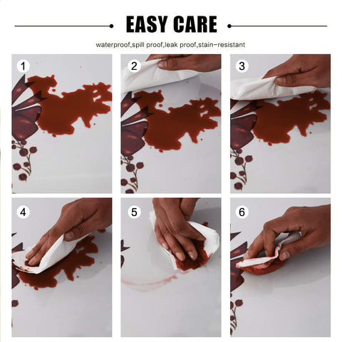 Wewoch water-resistant polyester tablecloth protects the surface.