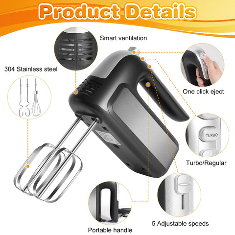 Wewymewo hand mixer with eject button for clean attachment changes