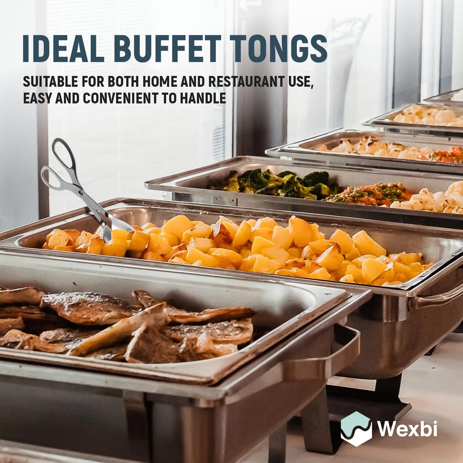Wexbi salad tongs heat-resistant up to 480°F for high-heat tasks.