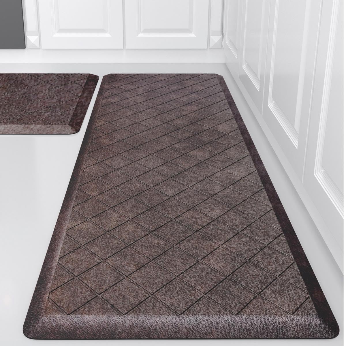 WEZVIX cushioned anti-fatigue mat for kitchen, 17-3x29, brown, cushions feet during long cooking sessions