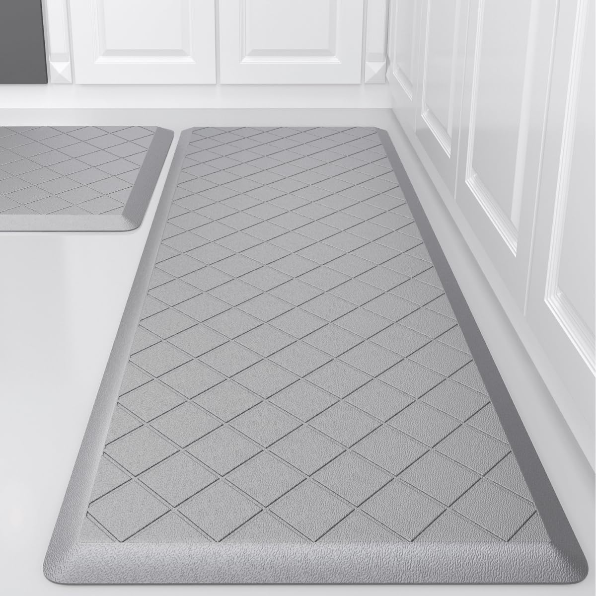WEZVIX Cushioned Kitchen Mat anti-fatigue foam supports long cooking sessions with soft, comfortable underfoot.