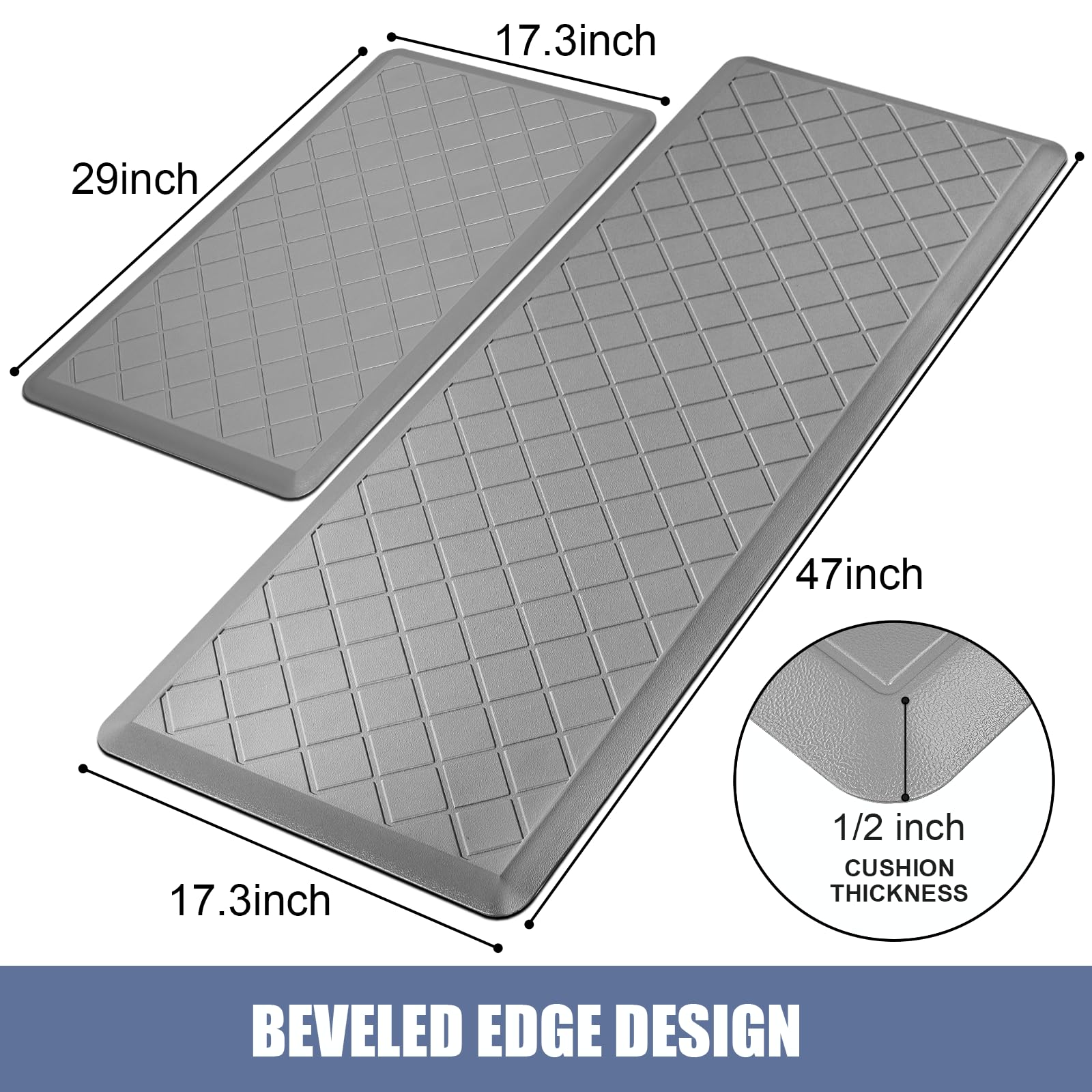 WEZVIX Cushioned Kitchen Mat features textured bottom for secure placement on smooth floors.