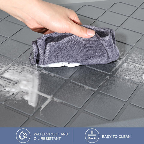 WEZVIX cushioned mat's waterproof surface protects floors during spills.