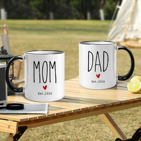 WFFW Mom and Dad mugs with glossy ceramic finish for daily use.