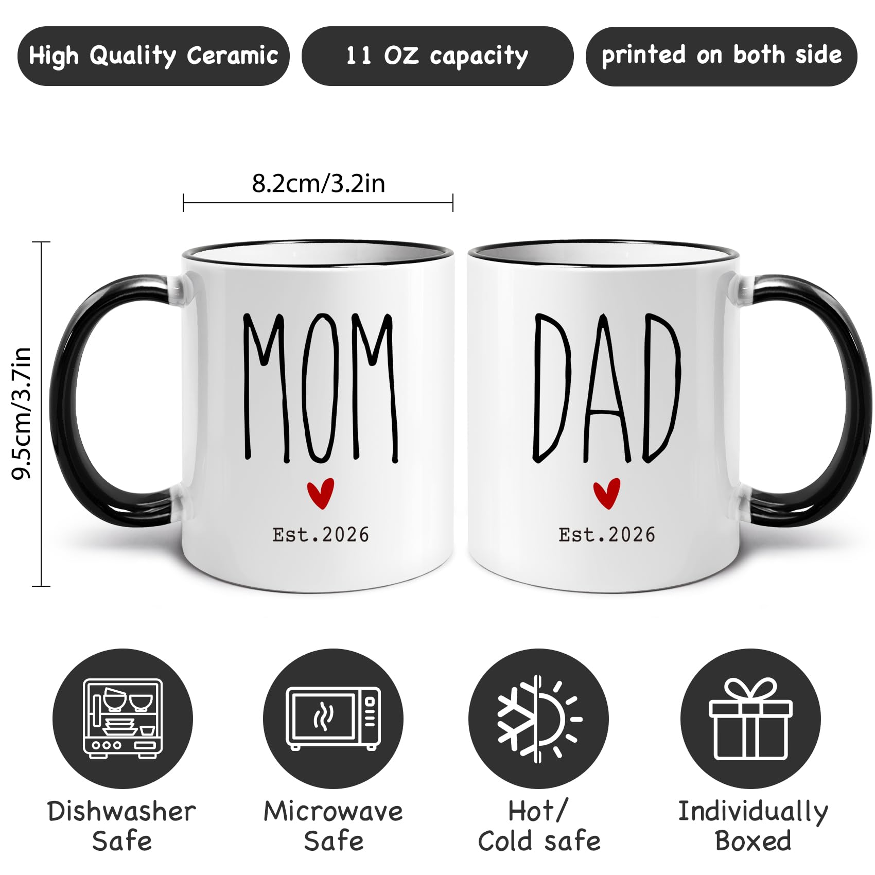WFFW Mom and Dad mugs feature a comfort-contour ergonomic handle.