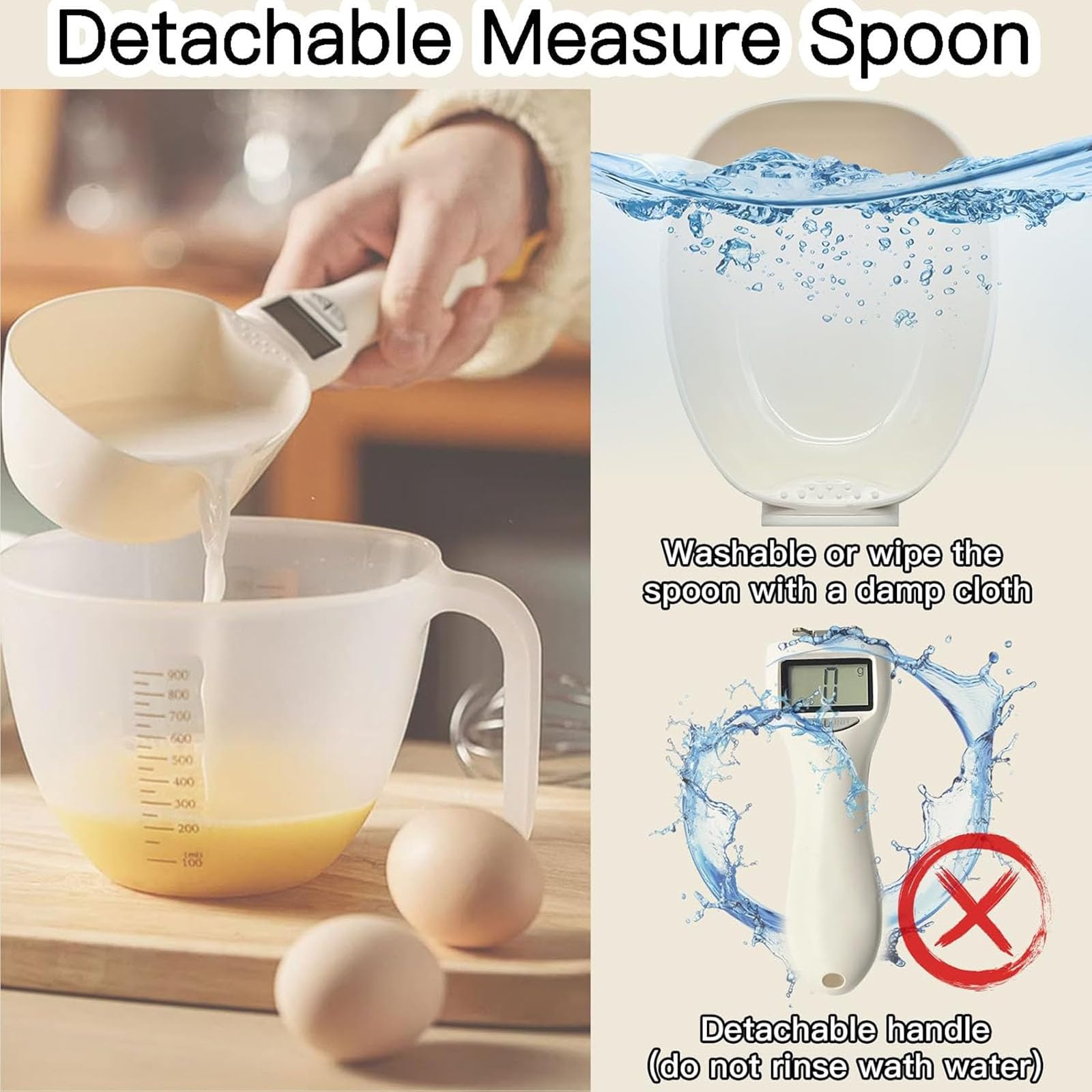 Detachable scoop head of the wfofmo spoon enables easy cleaning.