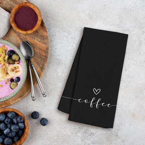 WFSM coffee decor towel offers ample coverage for quick dish drying.